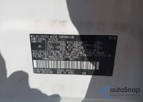 2008 Toyota Rav4 from USA, damaged, VIN JTMBD33V986076427